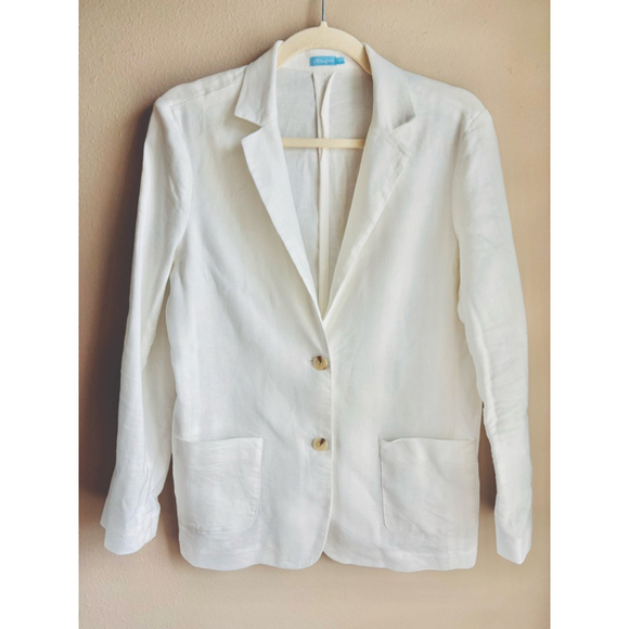 J. McLaughlin Jackets & Blazers - EUC J.McLaughlin Women’s Merona Linen-Blend Jacket in Ivory | Sz M
